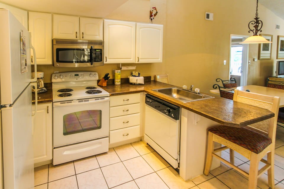 Prepare home-style meals in the bright, fully equipped kitchen.
