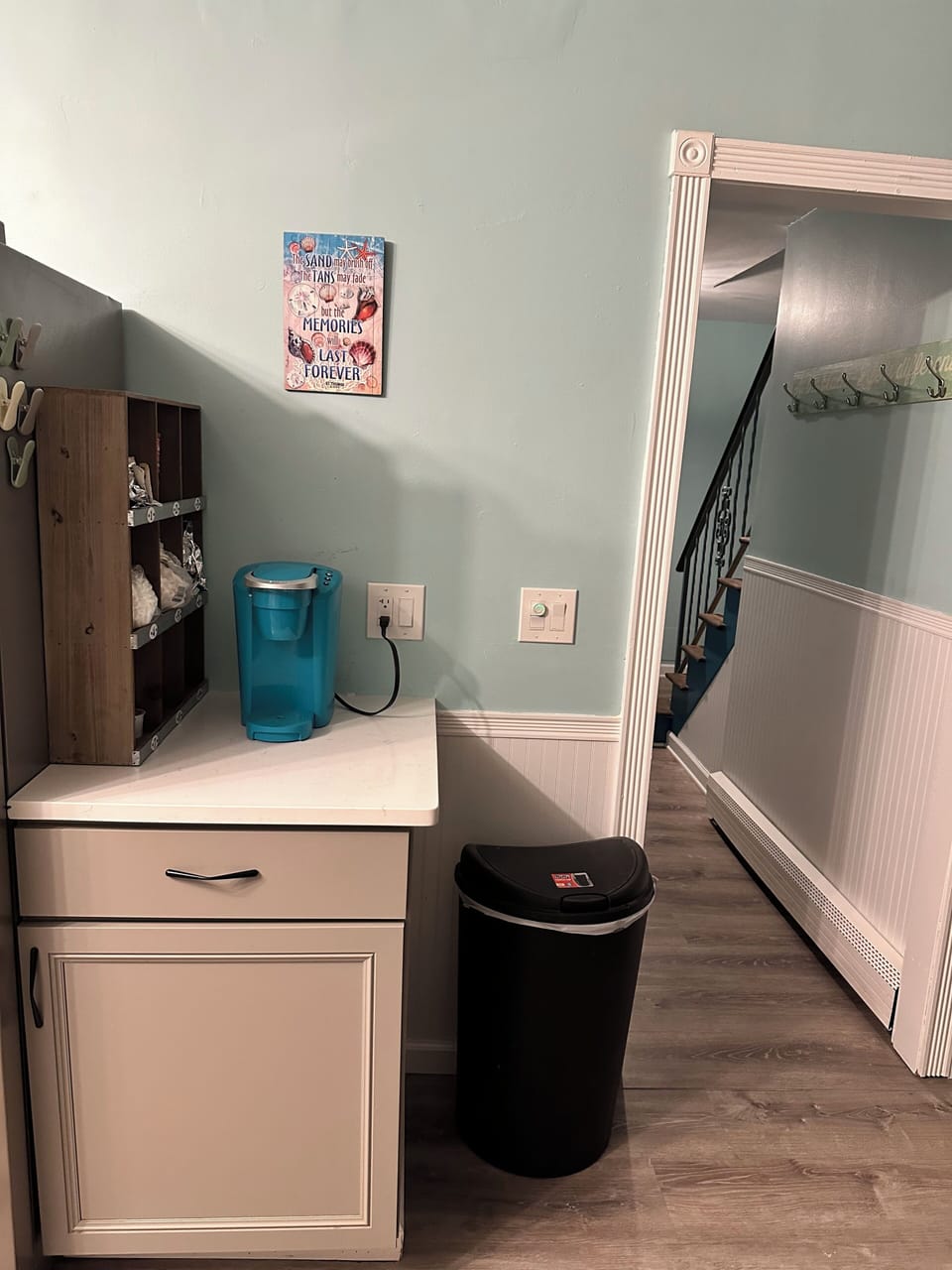 Kitchen Coffee Station and Front Hallway