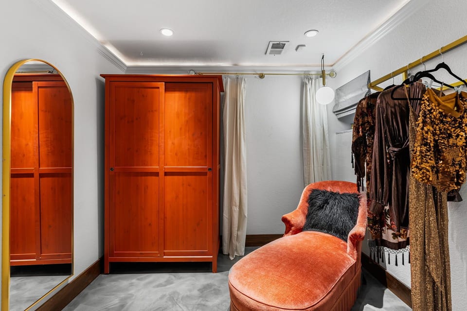 Downstairs master bedroom closet and dressing room
