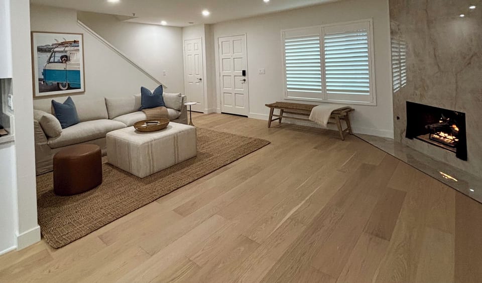 Cozy living room + fireplace