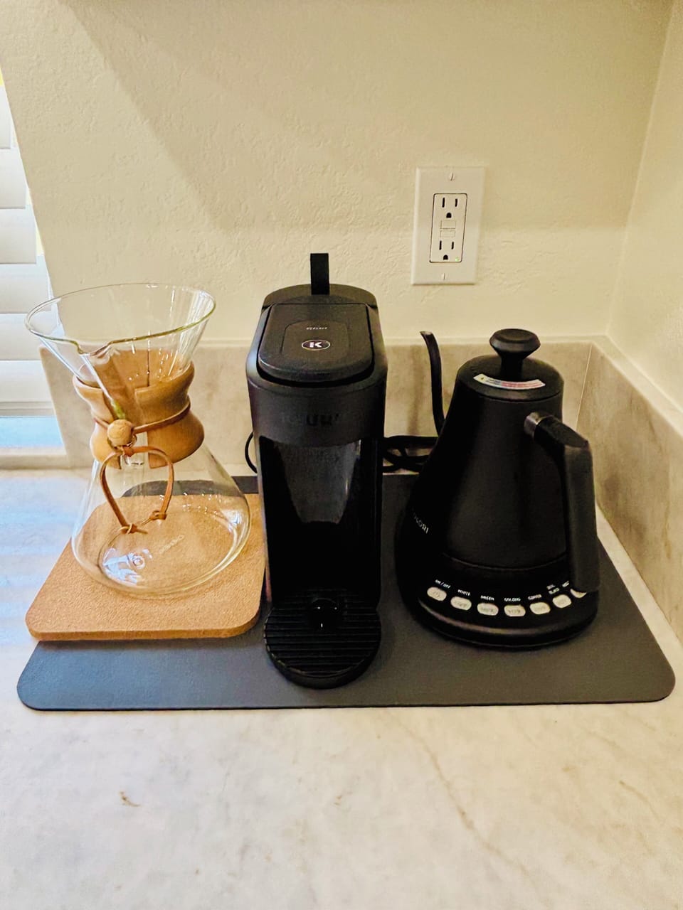 Pour over or Keurig with local San Diego coffee.