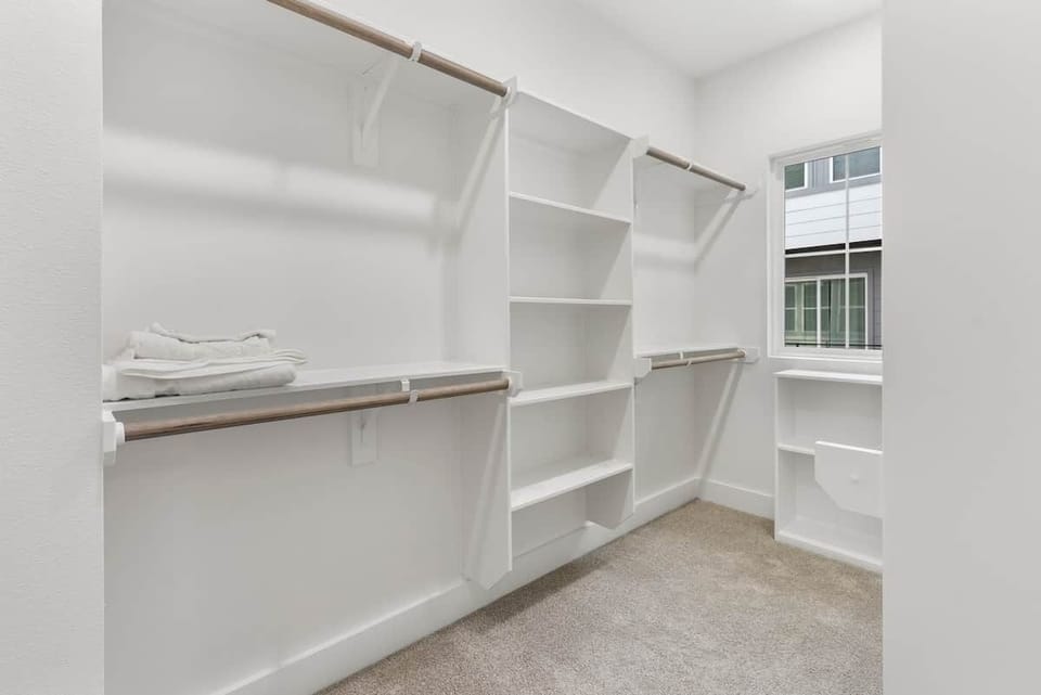Spacious closet for longer stays and added storage