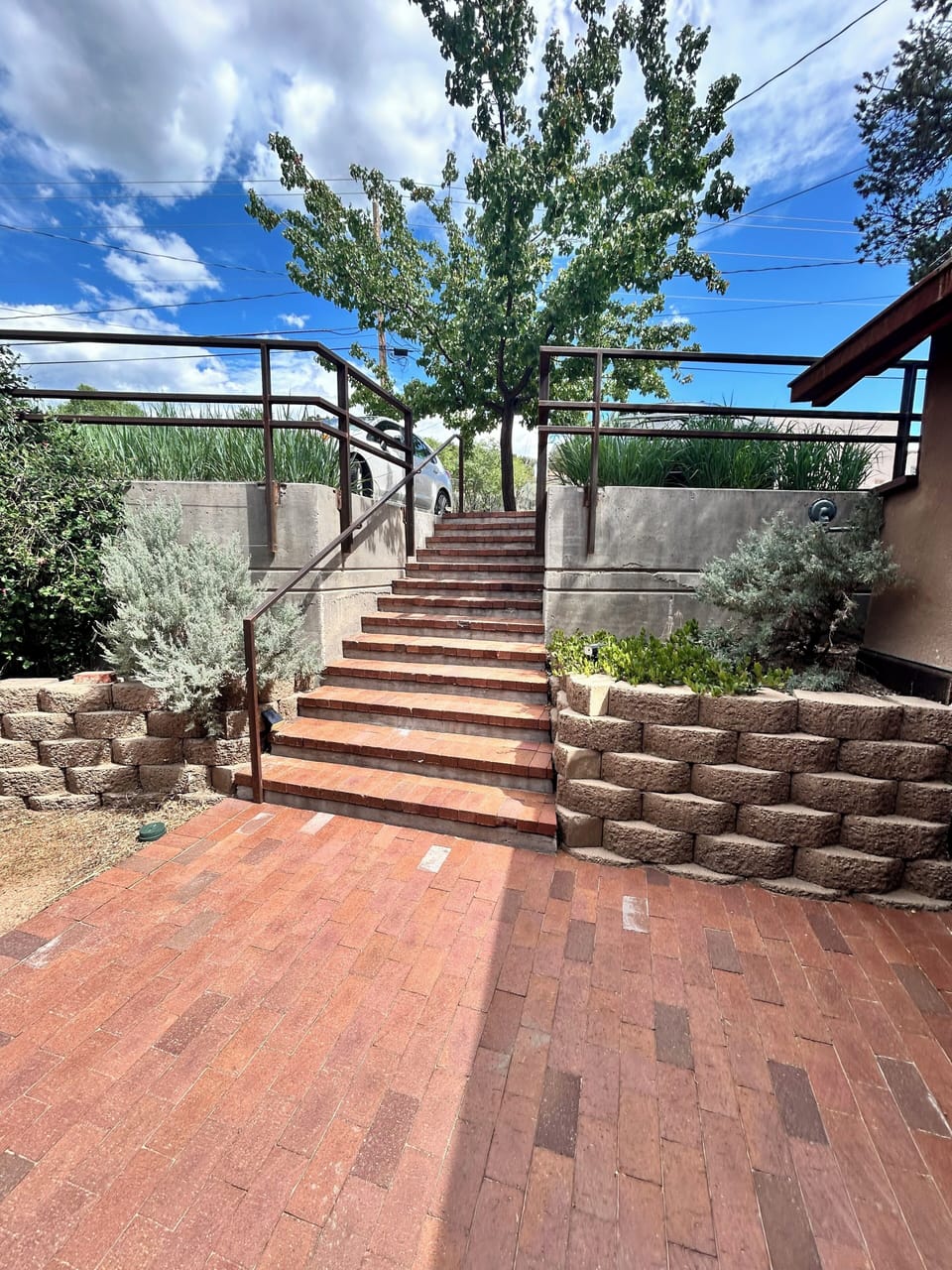 Stairs from the street to the entry level