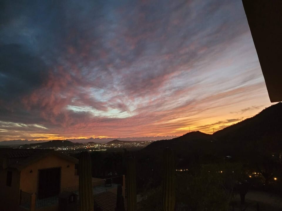 View of sunset from second floor deck.