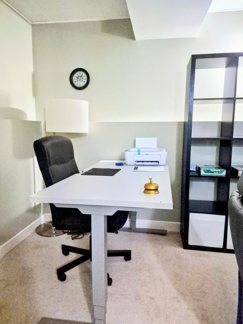 Your office space, adjustable desk and printer available 
