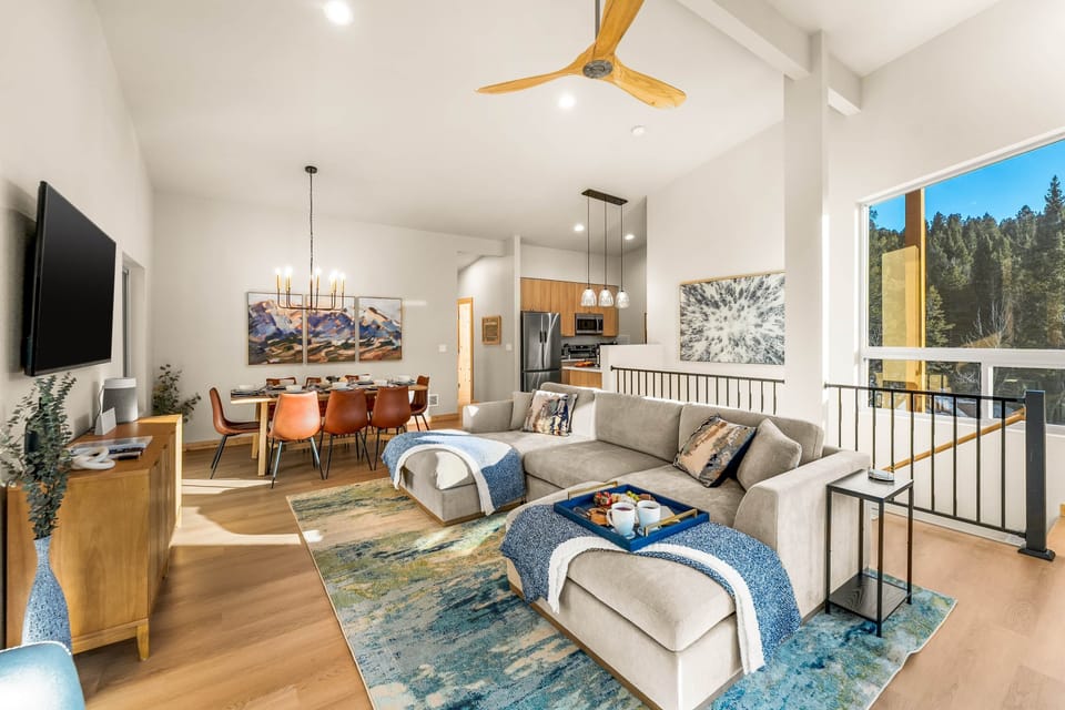High ceilings and abundant natural light. A great gathering space!