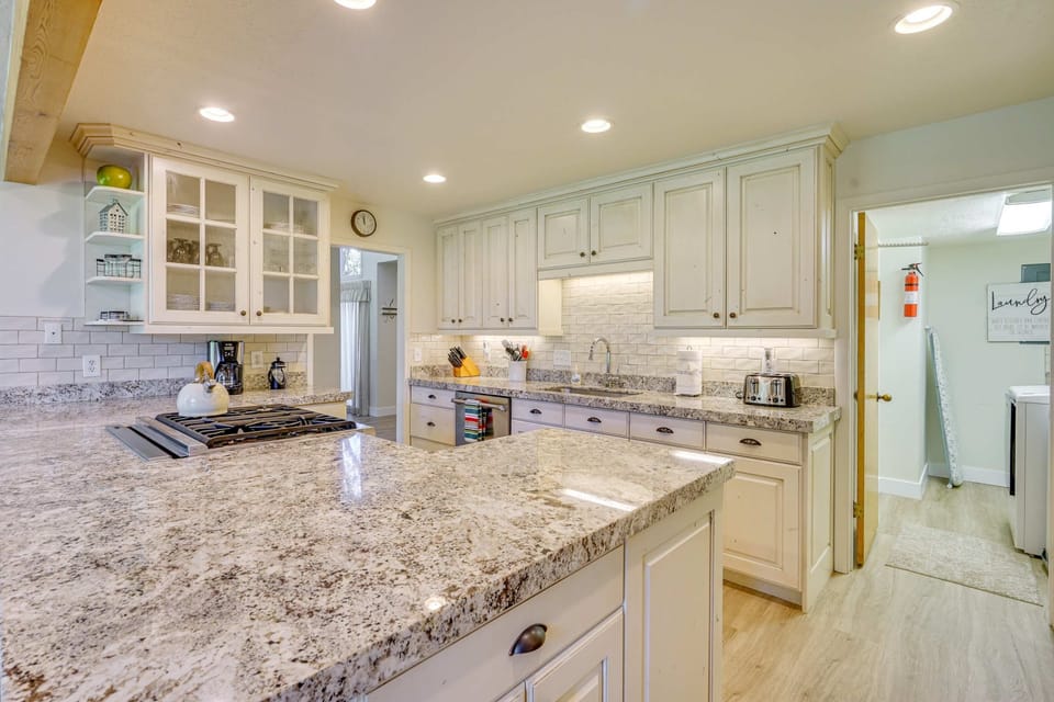 Modern kitchen with large island and seating