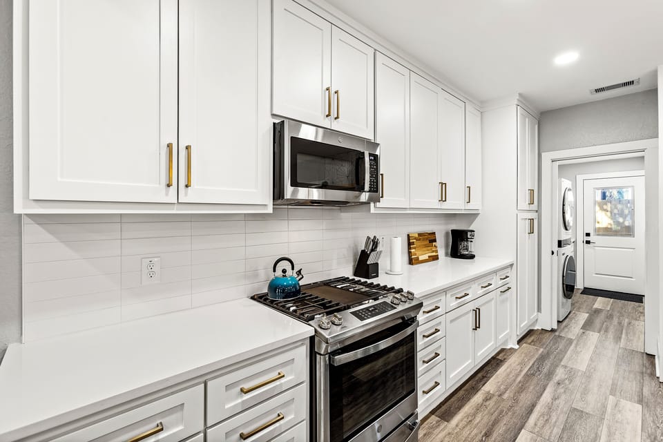 A fully equipped kitchen provides everything you need to create wonderful meals