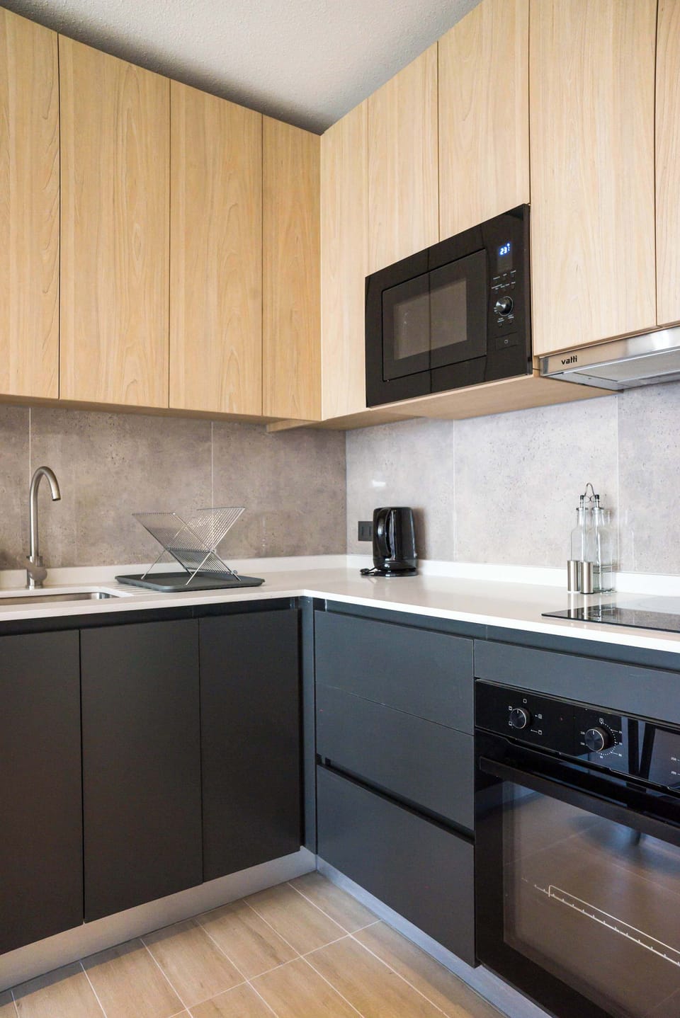 Sleek and modern kitchen with all the essentials for a comfortable stay.