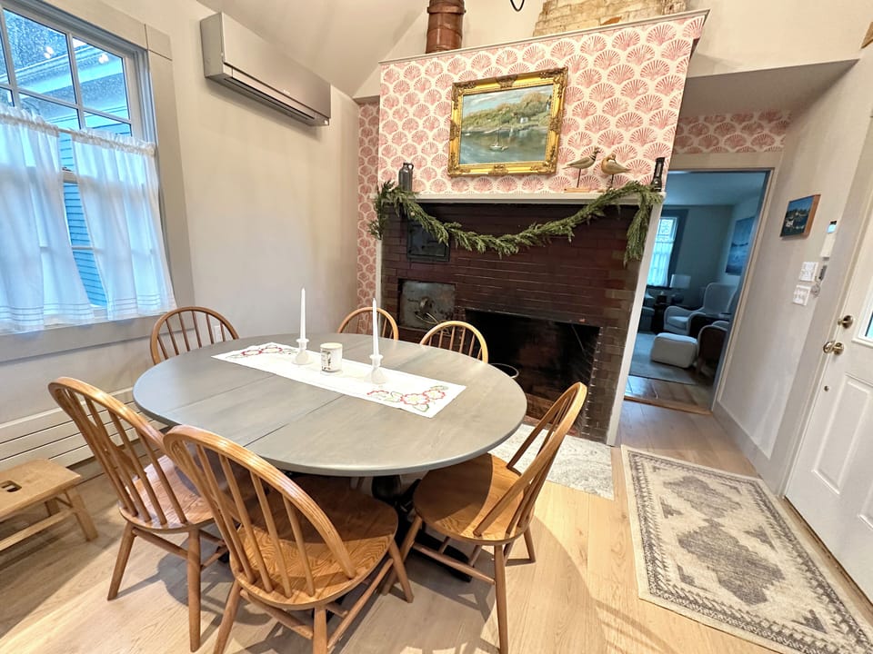 There's so much character including an old fireplace.