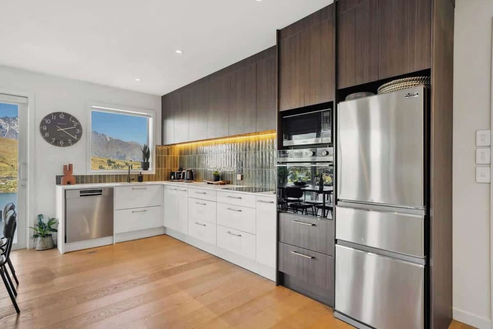 Our modern gourmet kitchen features all the high quality appliances and cooking utensils you would expect.