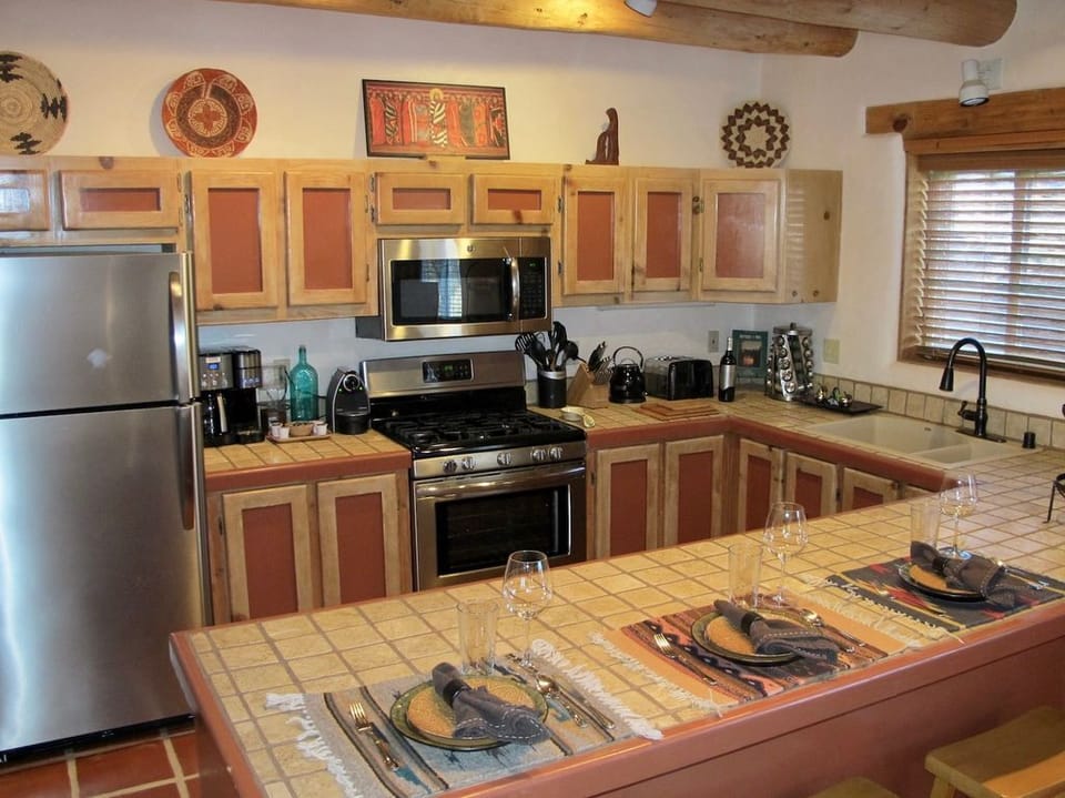 The fully equipped kitchen is a cook's delight.