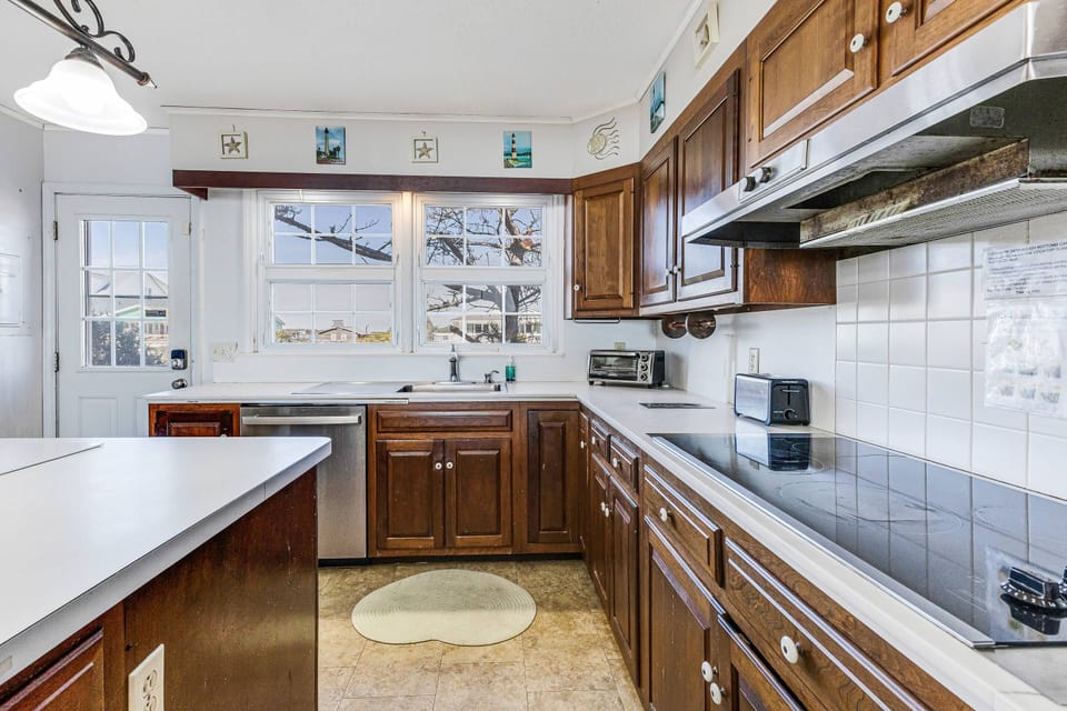 Large kitchen with ample countertop space