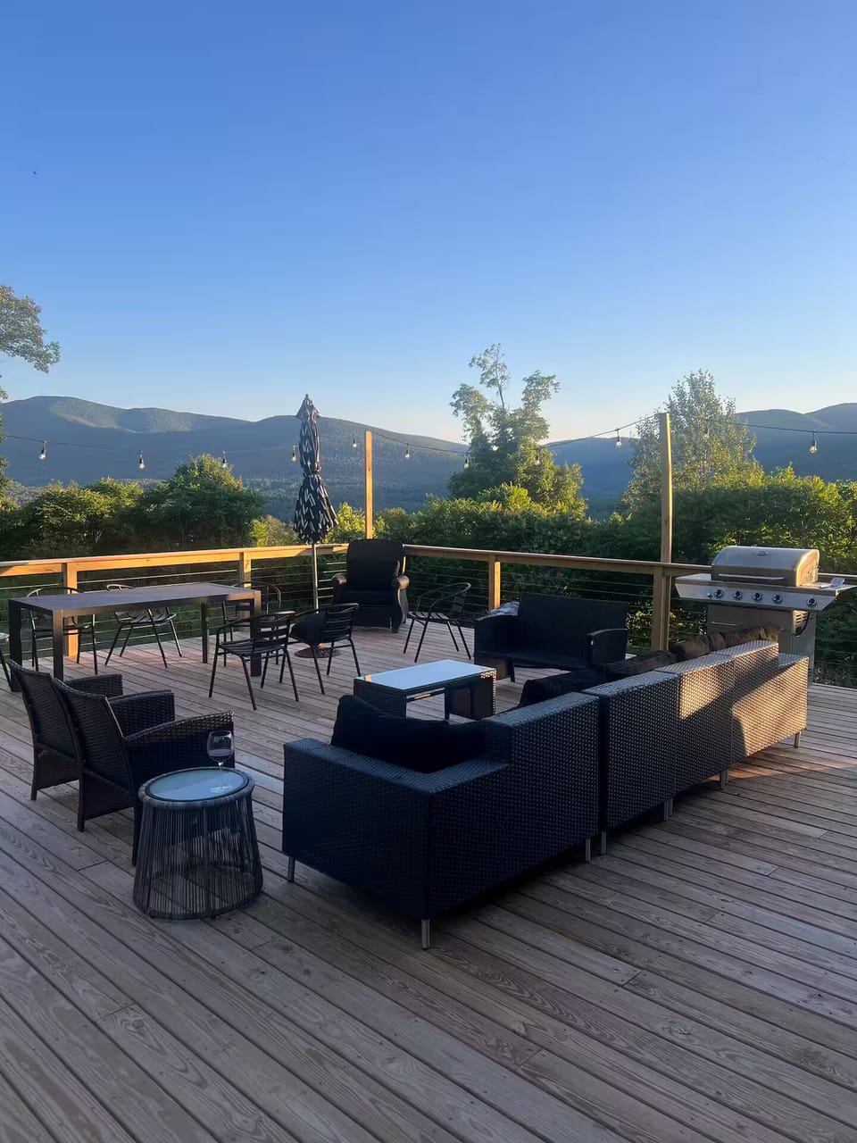 Evening deck views with patio furniture
