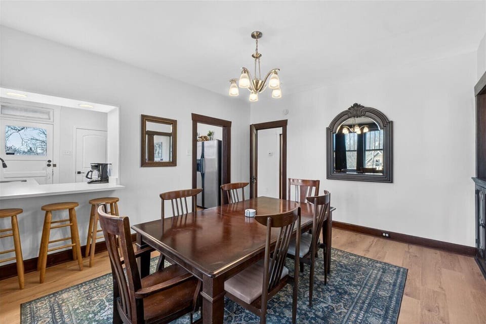 Our dining room has an open connection to the living area.