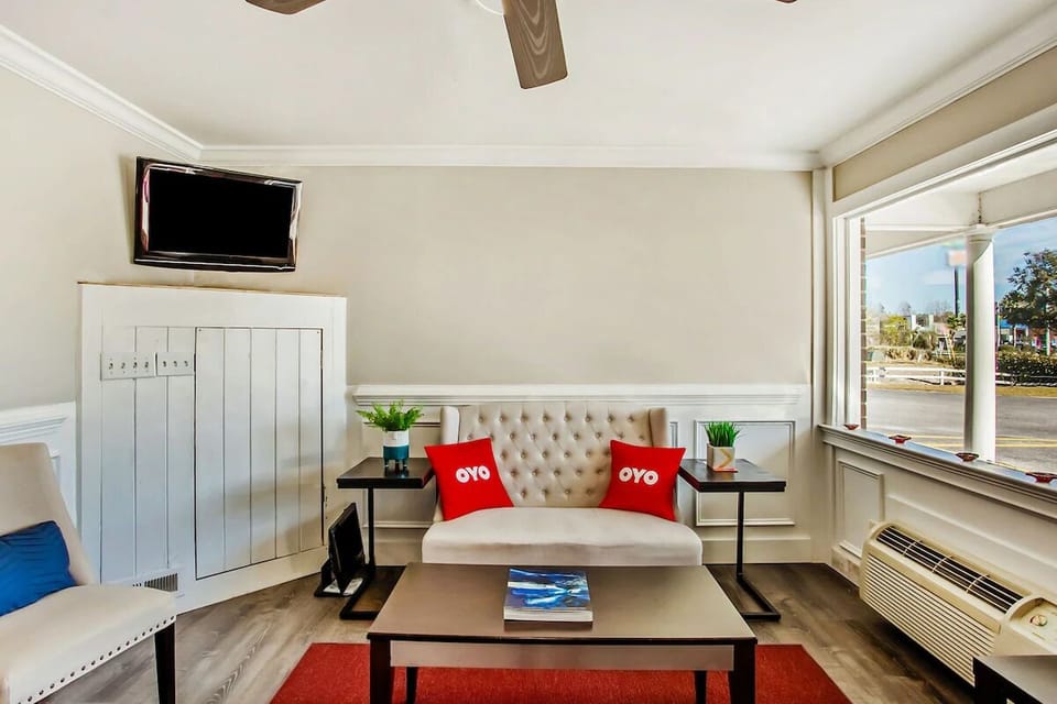 Unwind on the cozy sofa after a long day out.