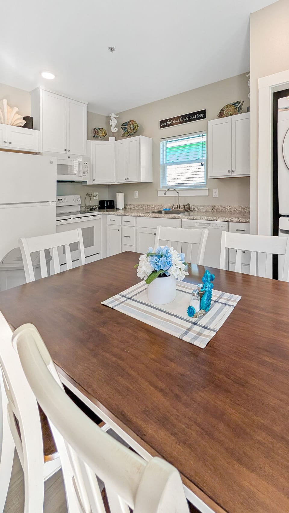 Plenty of seating at the table for family meals or game night!