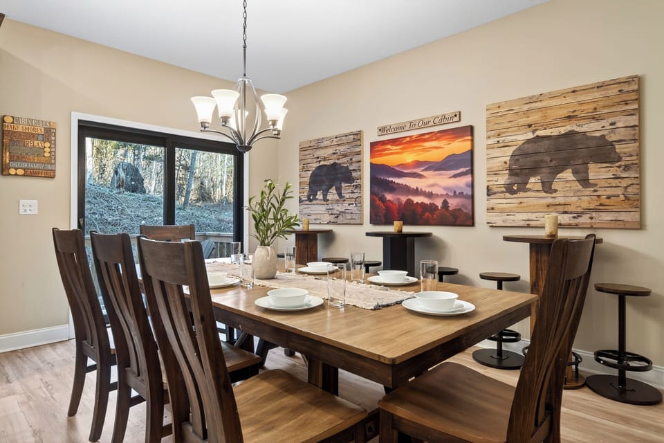 Chic dining area.