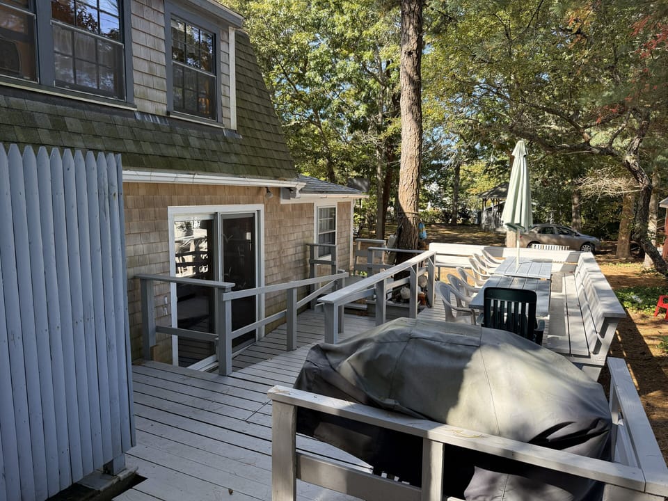 Deck with 2 Large Picnic Tables