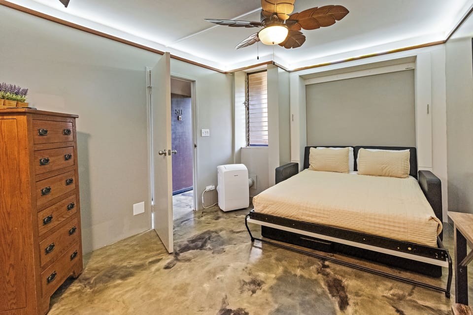 The portable AC keeps the second bedroom perfectly cool after long days in the Maui sun.
