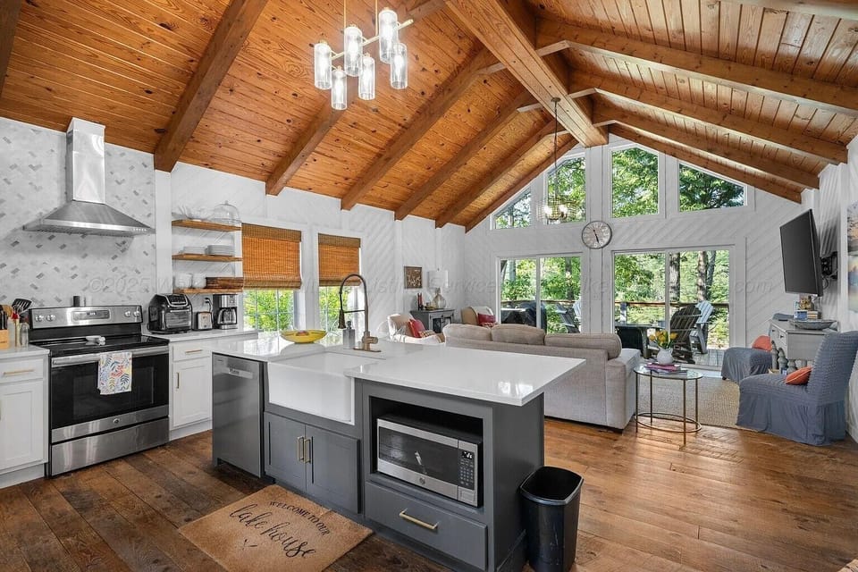 View of kitchen & living area 