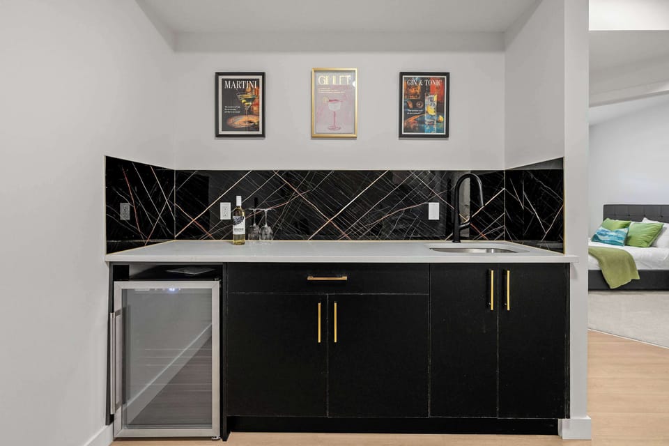 Basement Suite Kitchenette (no oven) with Modern Black Cabinetry