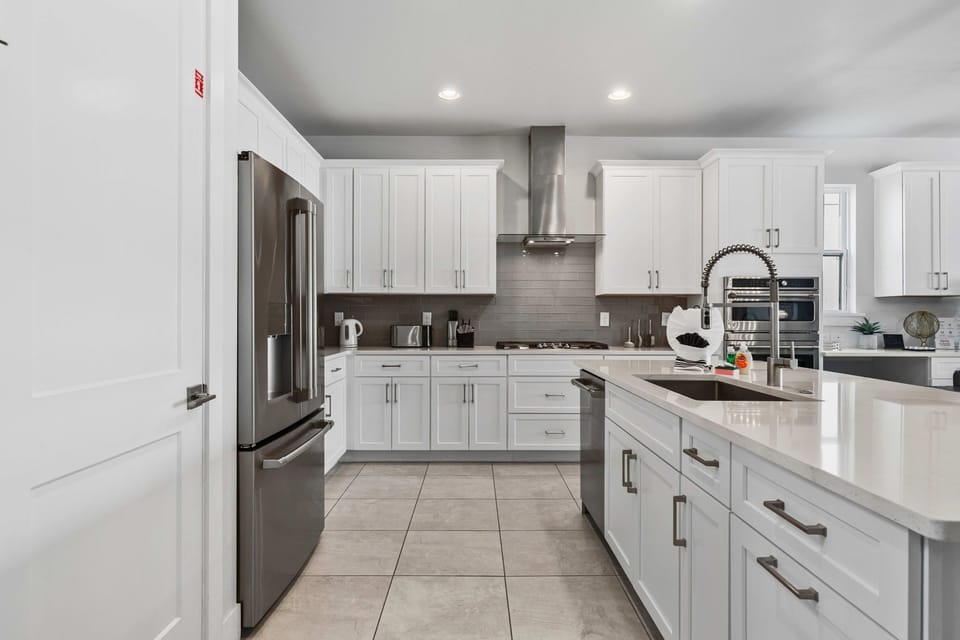 Staleness steel appliances make cooking a dream in this home. 