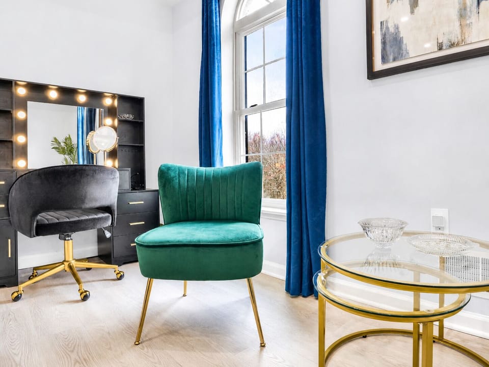Start with coffee or a book in this cozy corner for quiet moments.