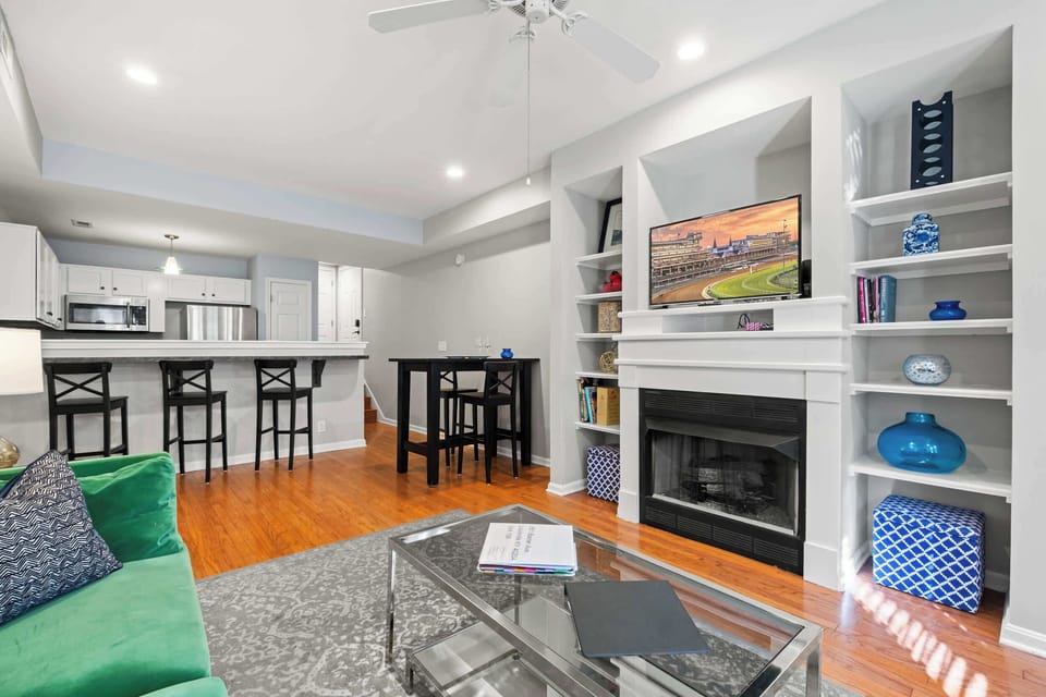Living Room: Light-filled and stylish, this living room is made for relaxing in effortless comfort