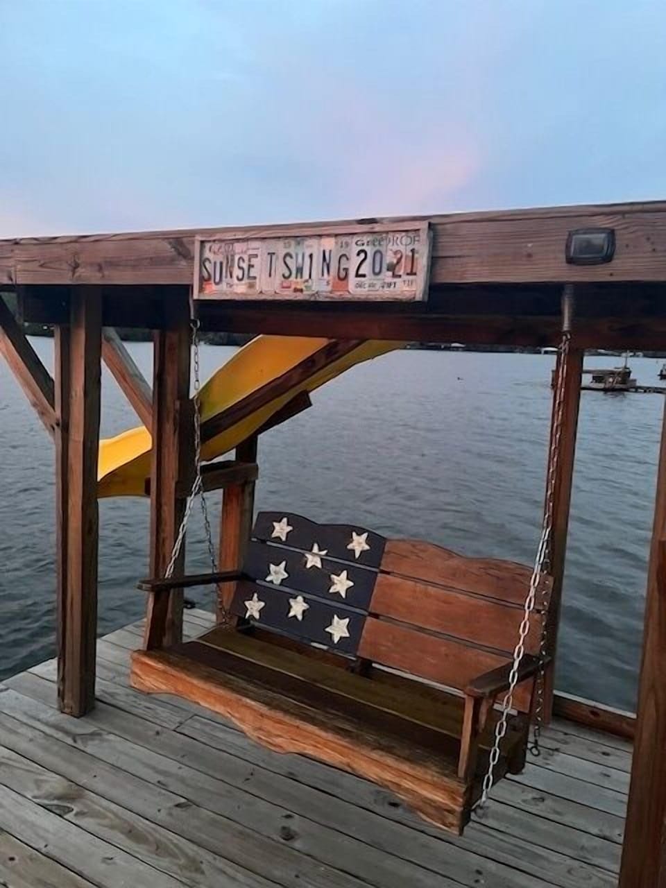 Our Sunset Swing was built to enjoy the most beautiful vivid lake sunsets.