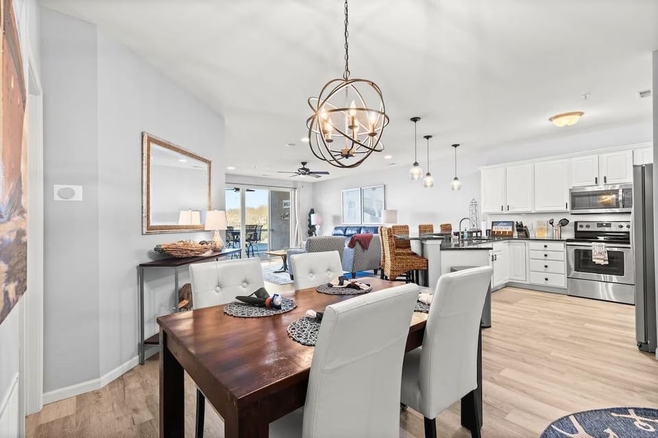 Your open-concept kitchen and dining space blends modern comfort with elegant touches, perfect for memorable meals together.