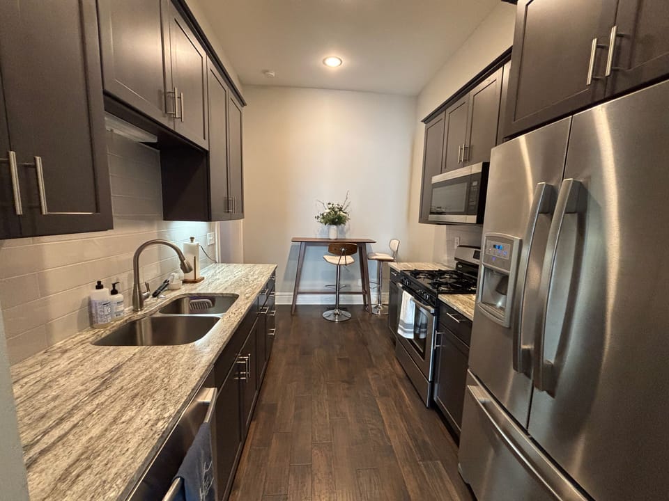Updated galley kitchen with all the essentials & a few extras
