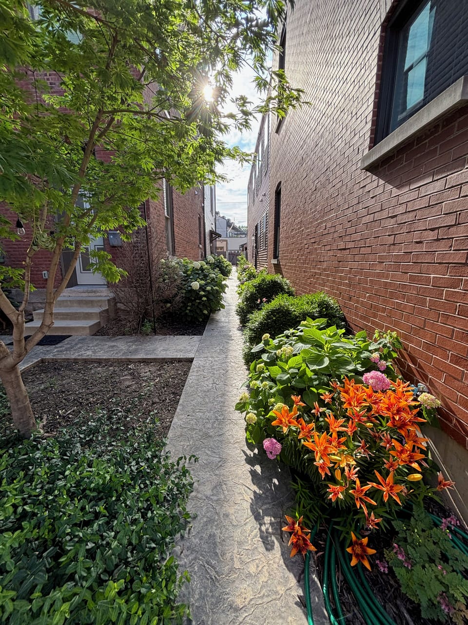 Entryway with beautiful landscaping