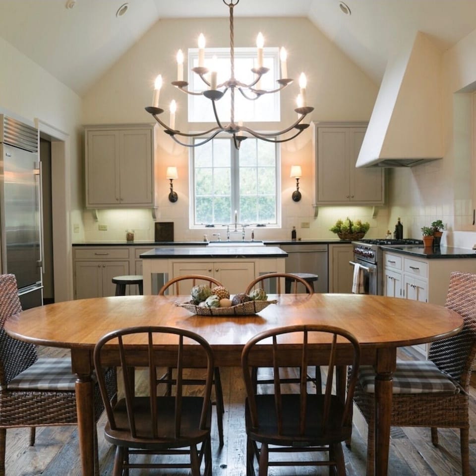 Bright, clean and crisp kitchen, soapstone countertops, high end appliances.
