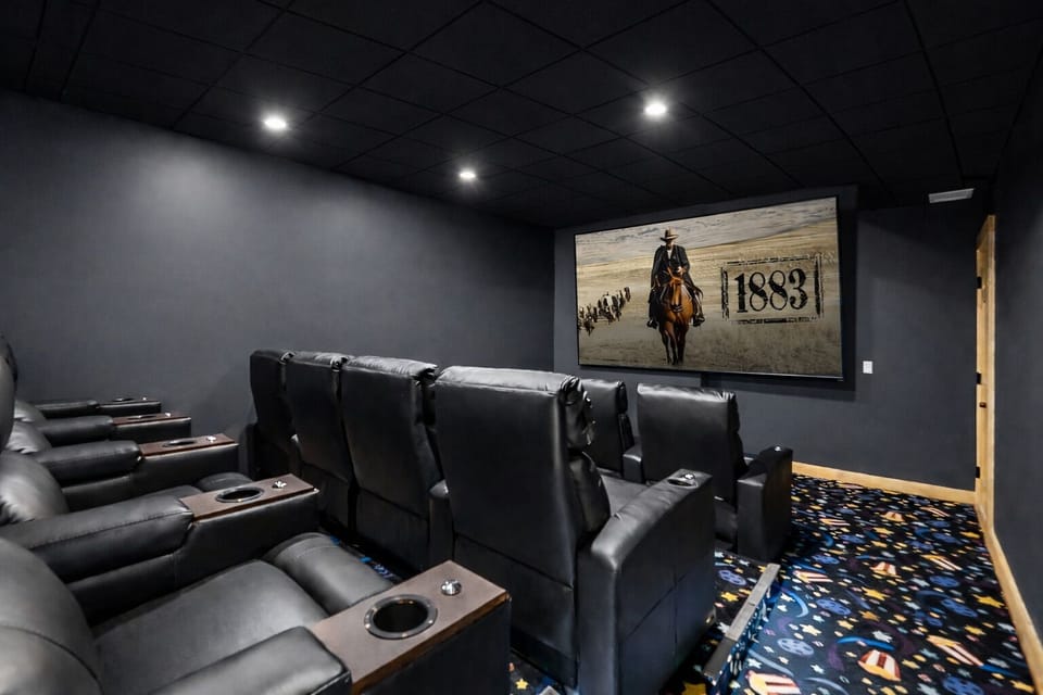 12-seater theater with 85" crystal HD TV and surround sound