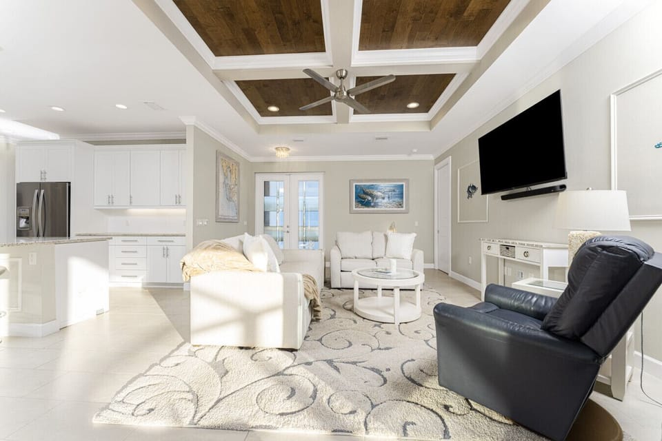 Cozy lounge space with smart TV entertainment