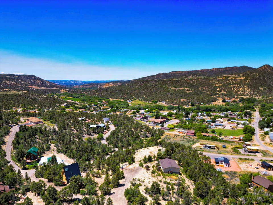 Scenic aerial view of the town of Glendale, Utah