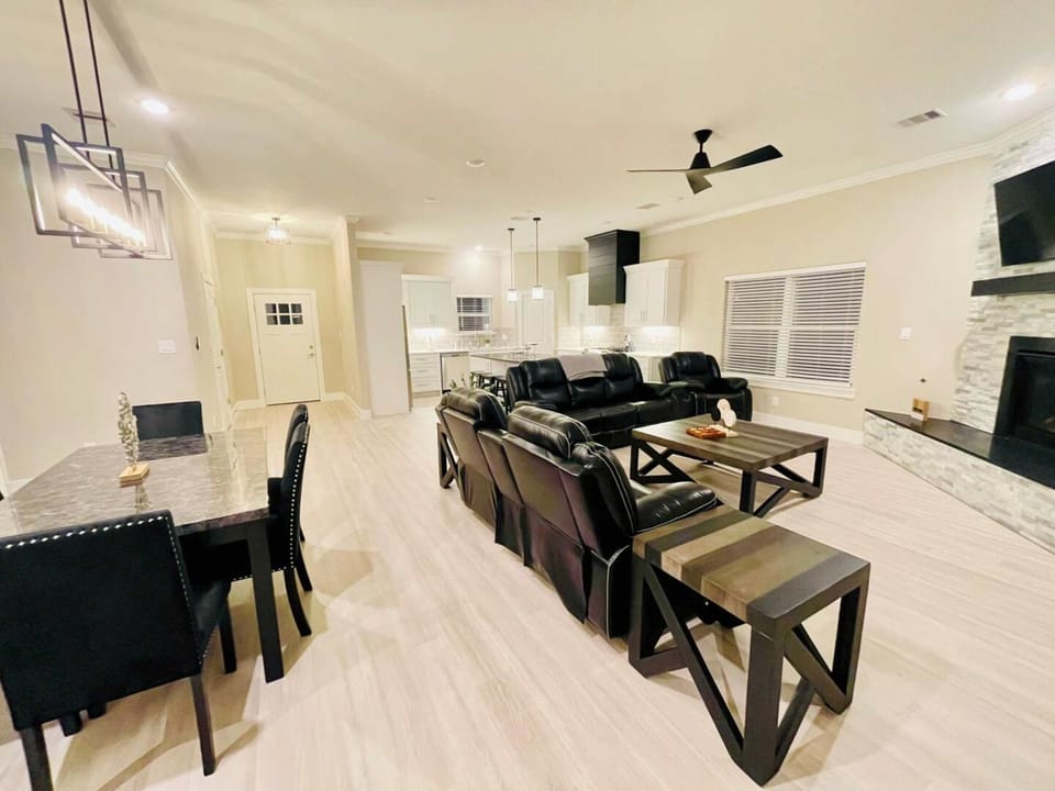 Relax in the open living and family room with smart TV