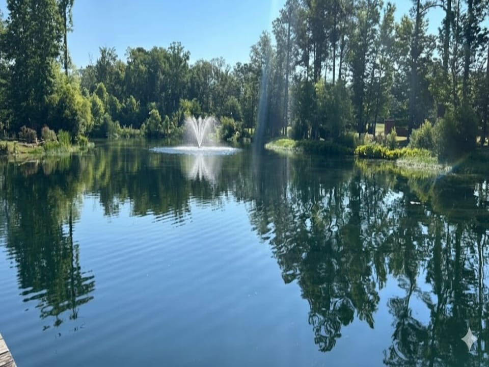 Breathe deep beside calm water and peaceful natural views.