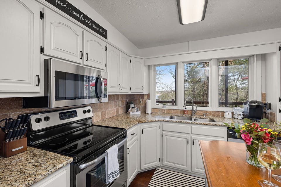 Single oven stove top and new microwave oven.