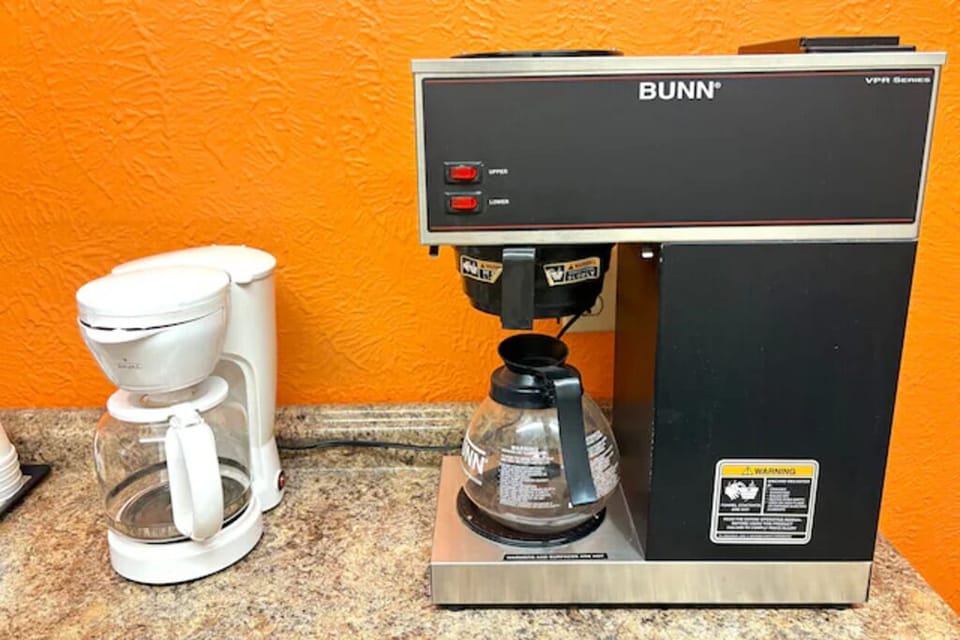Start your morning with fresh, hot coffee anytime.