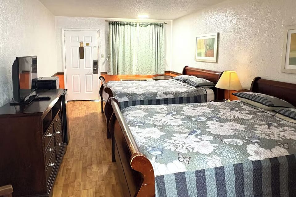 Settle in after adventures with two cozy beds and space.