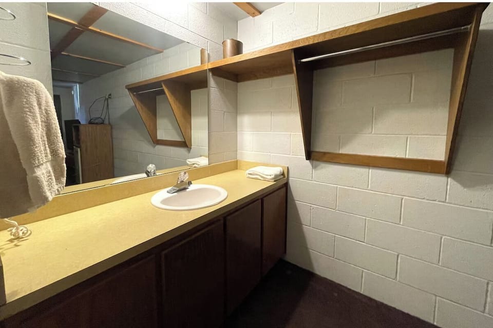Get ready comfortably with generous counter space for toiletries.