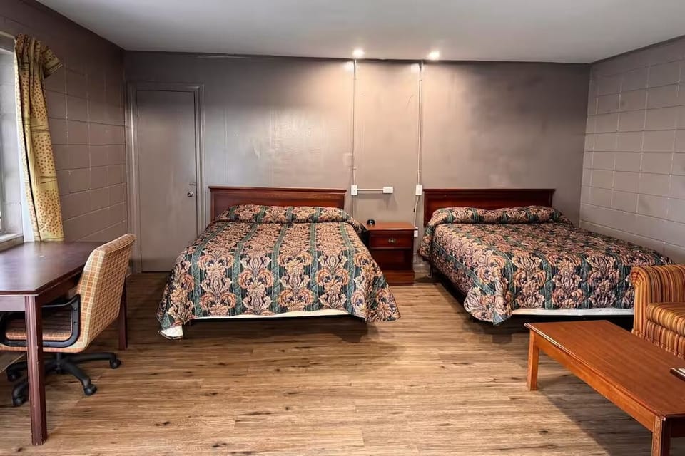Settle in comfortably with two beds and open floor space.