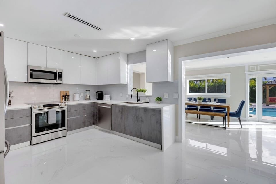 Spacious kitchen with all-new appliances.