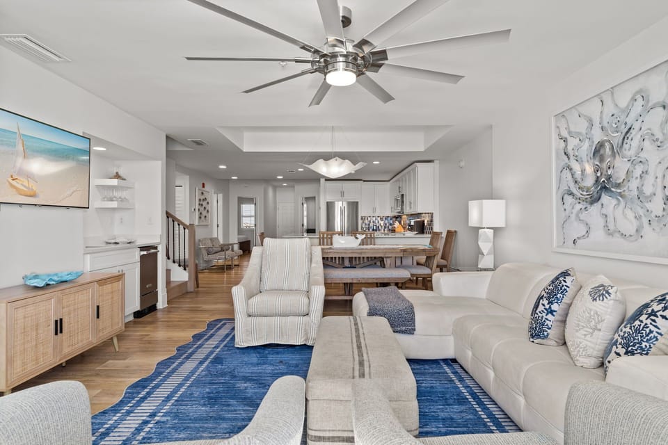 Coastal-inspired decor, modern amenities....... perfect for gathering. and relaxing.