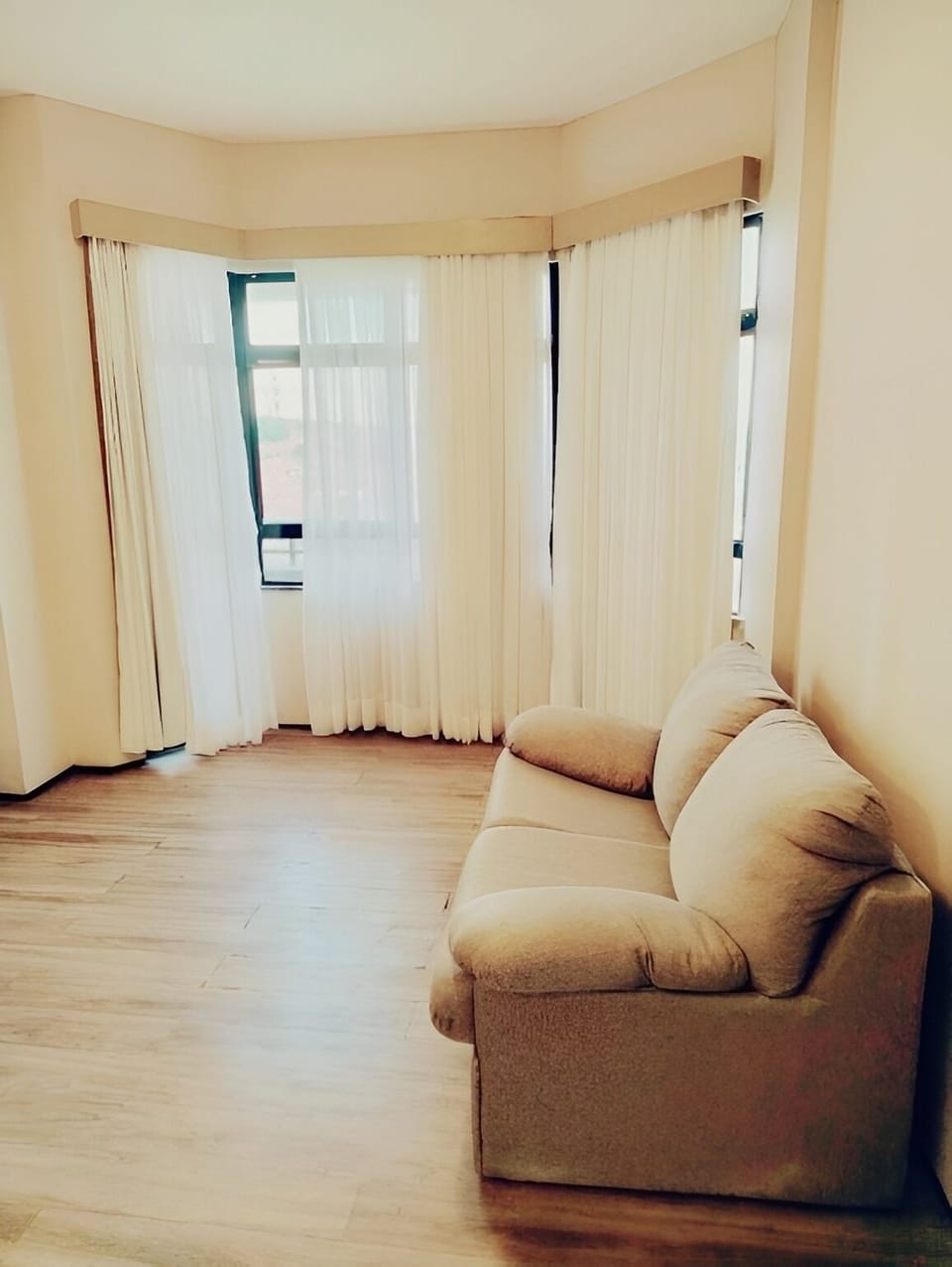 Drift off in a bright, minimalist room with blackout drapes.