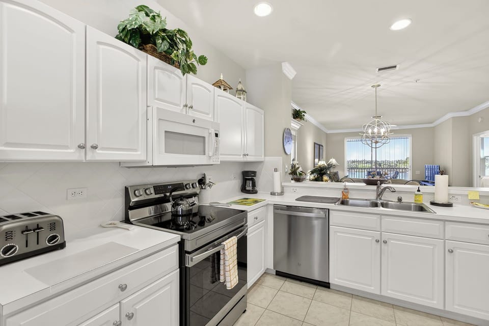 Fully equipped kitchen with ample counter space.