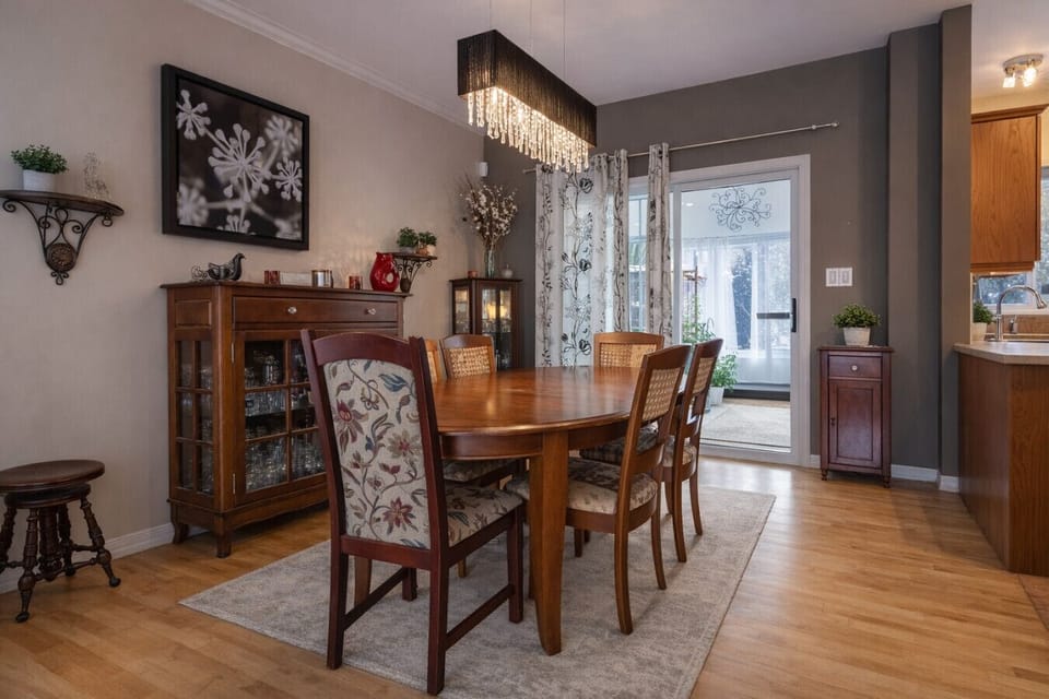 Elegant and bright dining room, ideal for group meals