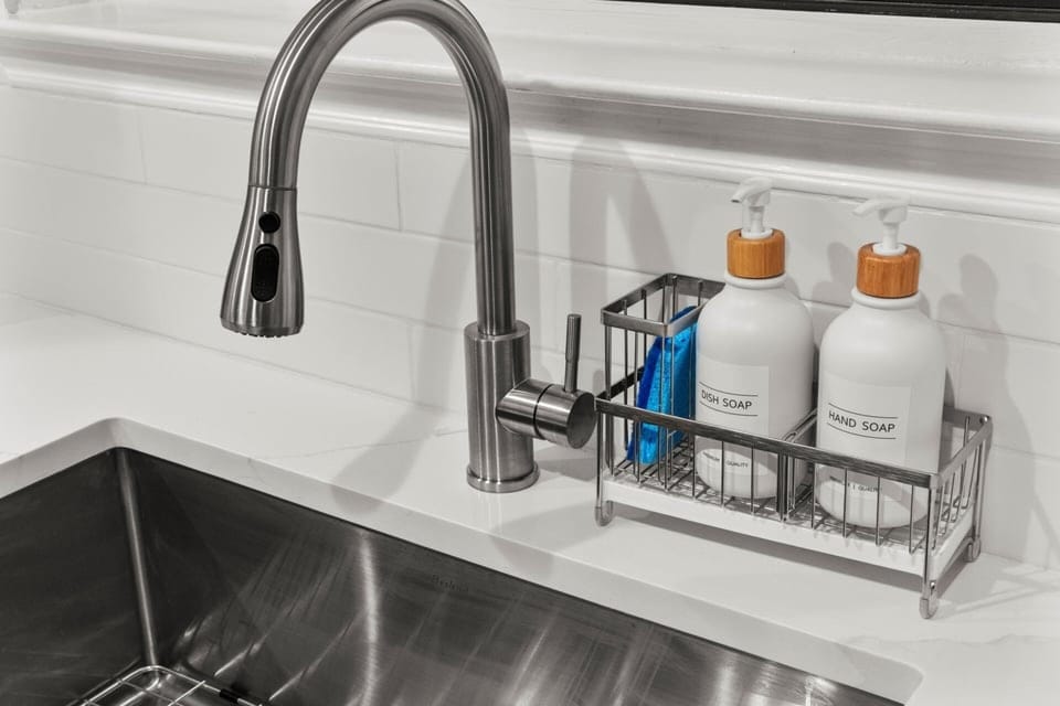 Well-organized sink-side essentials keep everyday tasks feeling simple, easy, and well cared for.